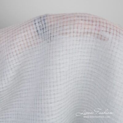 Bluish grey linen fabric in transparent checks 8 Linen fabric in bluish grey and white melange
