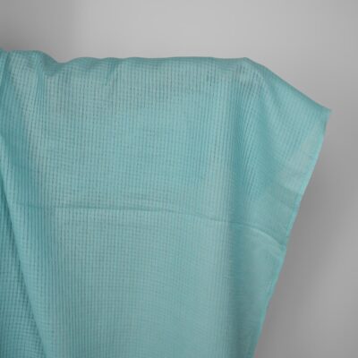Linen fabric light turquoise transparent checks