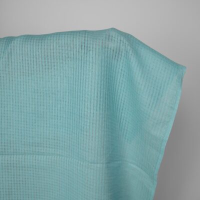 Linen fabric light turquoise transparent checks, 150cm