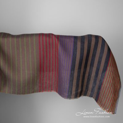 Linen fabric striped brown multicolour 16 Linen fabric striped brown multicolour