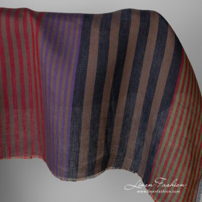 Linen fabric striped brown multicolour 17 Linen fabric striped brown multicolour product photo