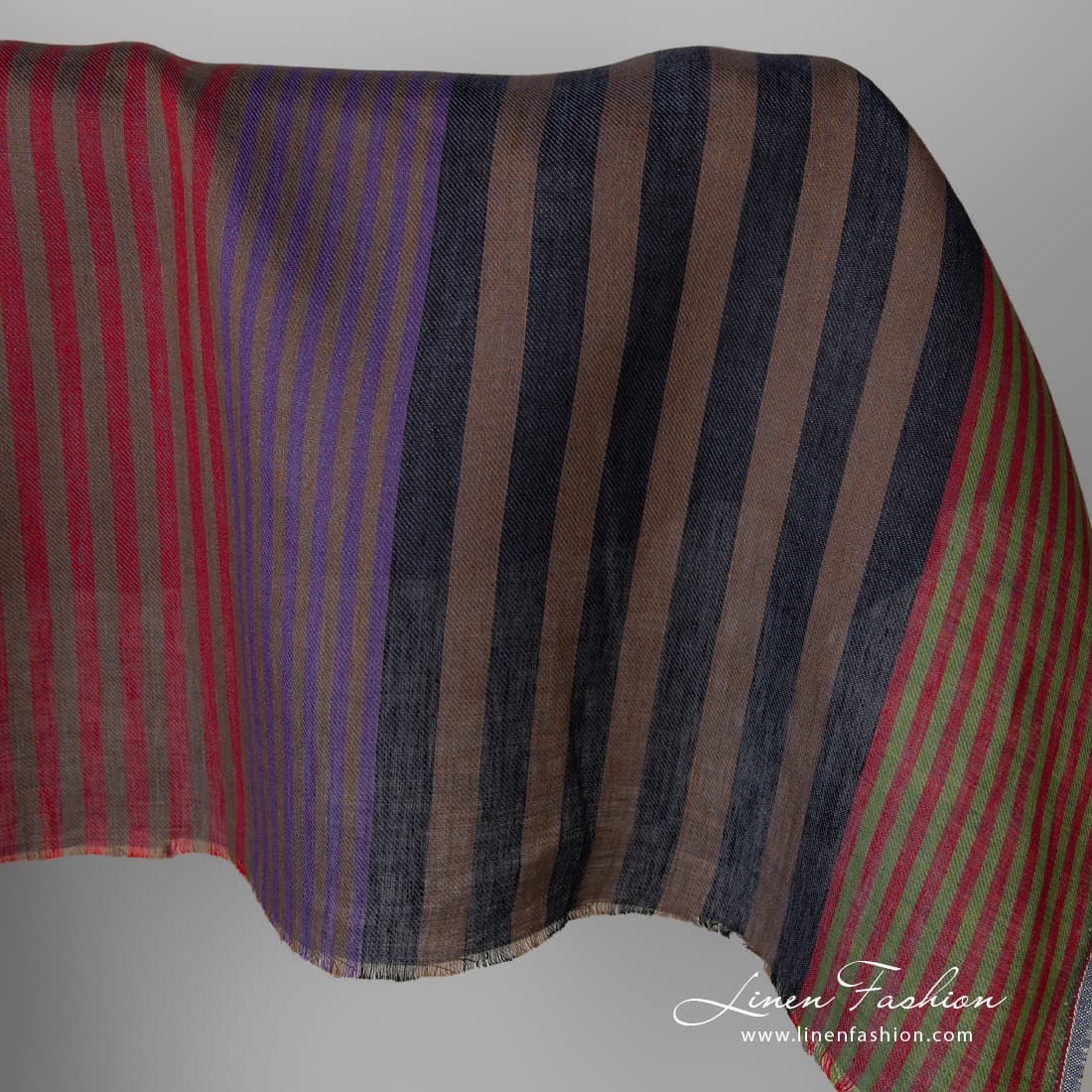Linen fabric striped brown multicolour 2 Linen fabric striped brown multicolour product photo