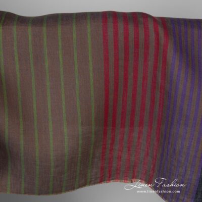 Linen fabric striped brown multicolour 18 Linen fabric striped brown multicolour not washed