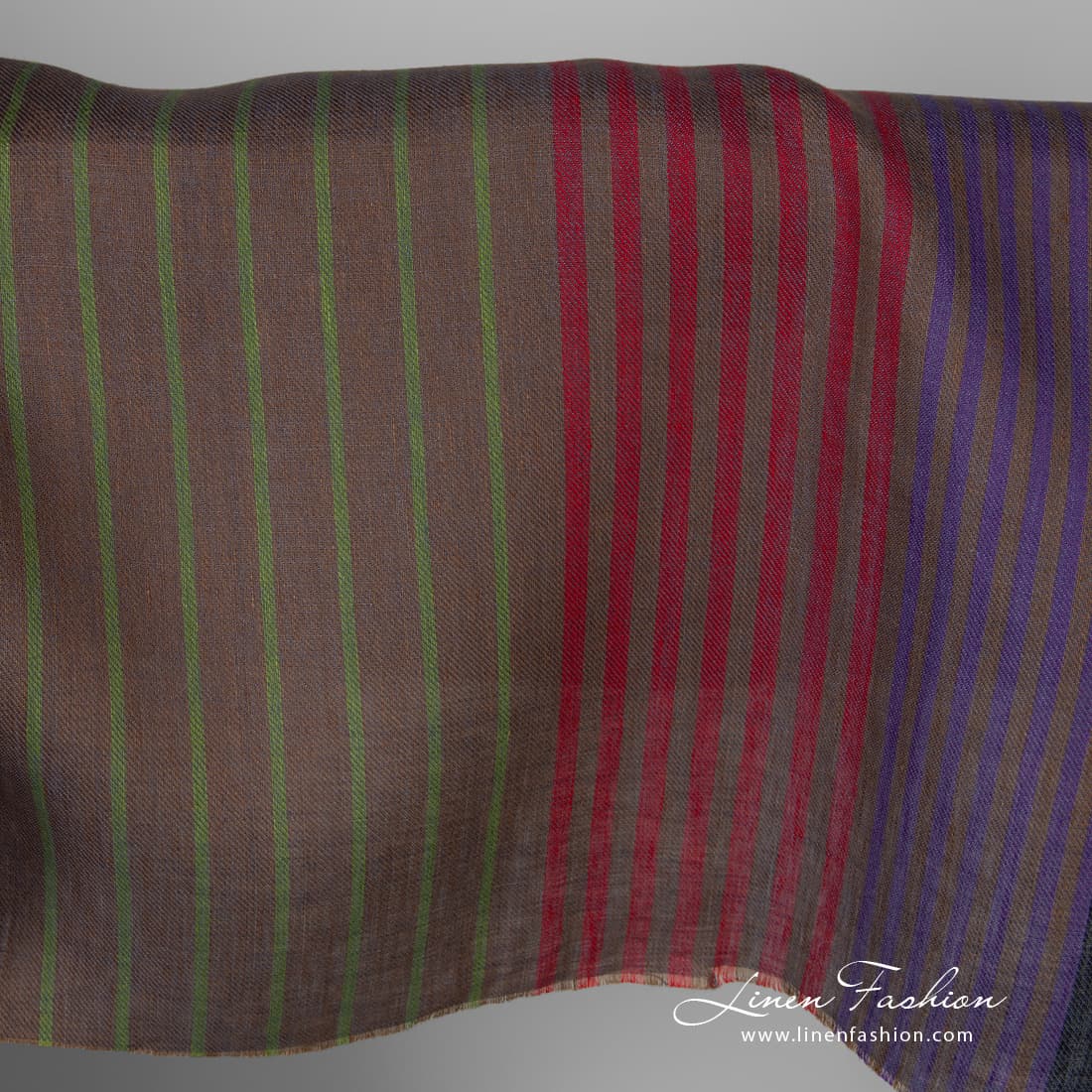 Linen fabric striped brown multicolour 3 Linen fabric striped brown multicolour not washed