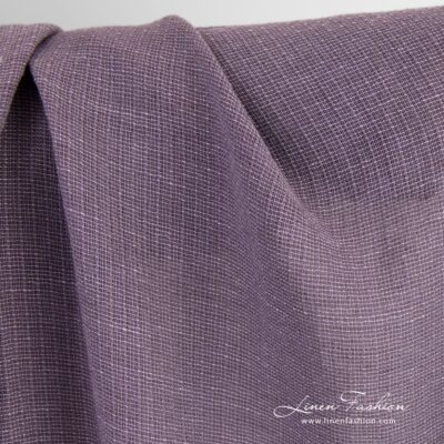Transparent violet linen cotton fabric washed 6 Transparent violet linen cotton fabric in stripes