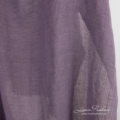 Transparent violet linen cotton fabric washed 8 Violet linen cotton fabric in gauze
