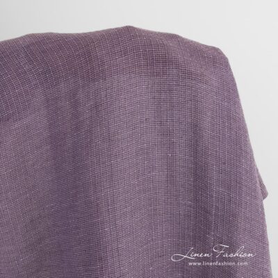 Transparent violet linen cotton fabric washed 7 Transparent violet linen cotton fabric in stripes, washed