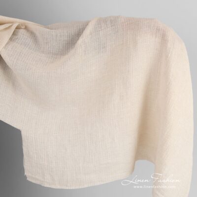 Transparent beige linen cotton fabric washed 5 Beige linen cotton fabric