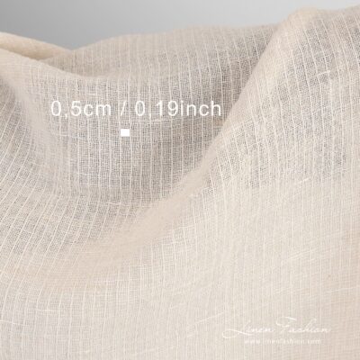 Transparent beige linen cotton fabric washed 8 Beige linen cotton fabric, washed