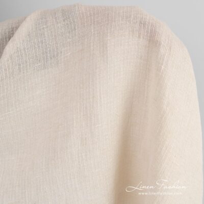 Transparent beige linen cotton fabric washed 6 Beige linen cotton fabric, transparent