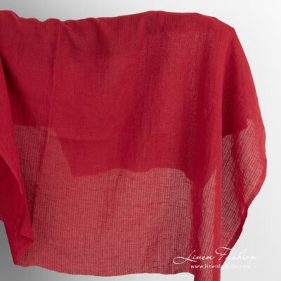 Transparent red linen cotton fabric washed 5 Red linen cotton fabric
