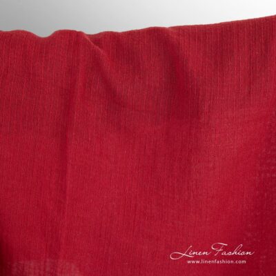 Transparent red linen cotton fabric washed 6 Red linen cotton fabric in stripes