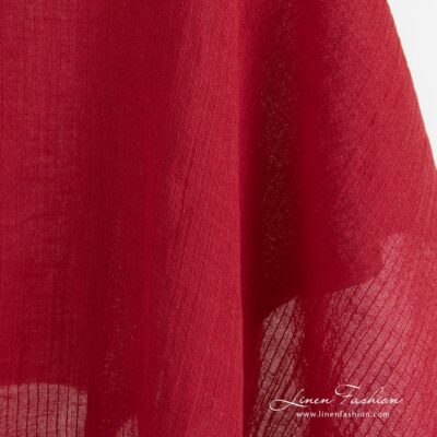 Transparent red linen cotton fabric washed 7 Red linen cotton fabric, transparent