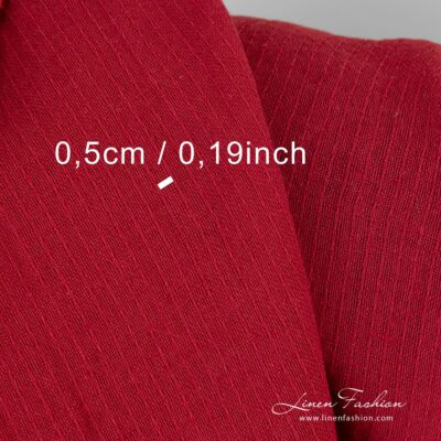Transparent red linen cotton fabric washed 8 Red linen cotton fabric, washed