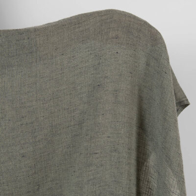 Grey linen cotton fabric in small delicate design, specially washed