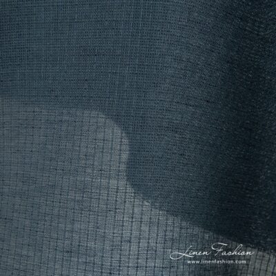 Dark blue linen cotton fabric, transparent