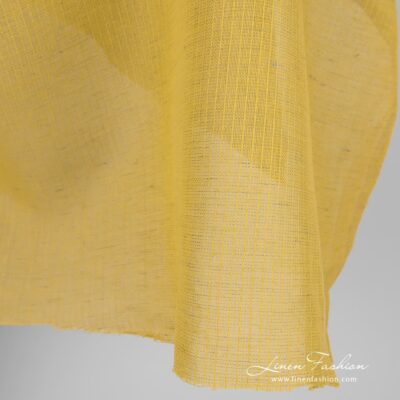 Transparent yellow linen cotton fabric 7 Yellow linen cotton fabric, striped