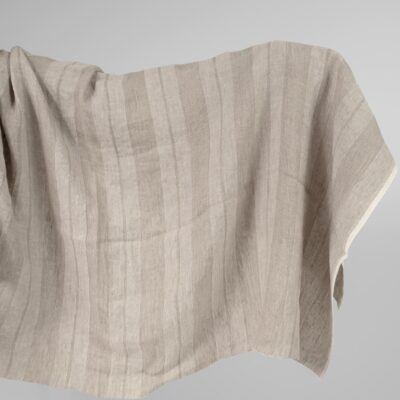 Washed linen fabric two tone beige stripes 5 Washed linen fabric two tone beige stripes