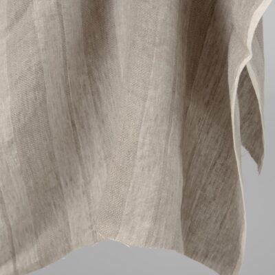 Washed linen fabric two tone beige stripes 6 Washed linen fabric two tone beige stripes edge
