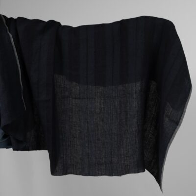 Washed linen fabric black and dark blue stripes 5 Washed linen fabric black and dark blue stripes