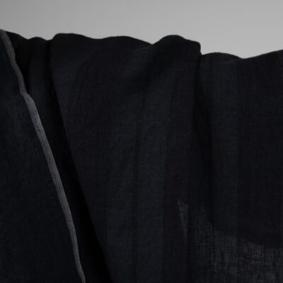 Washed linen fabric black and dark blue stripes 7 Washed linen fabric black and dark blue stripes product photo