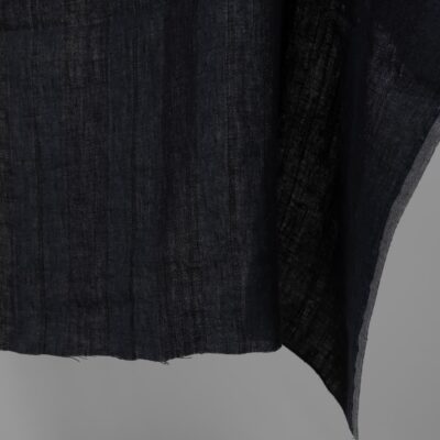 Washed linen fabric black and dark blue stripes 6 Washed linen fabric black and dark blue stripes edge