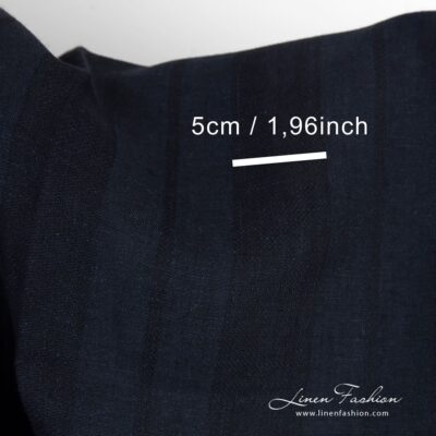 Linen fabric in dark blue and black stripes 6 Linen fabric in vertical stripes woven from dark blue and black yarns