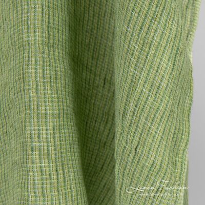 Lime green linen fabric washed 7 Lime green linen fabric in gauze pattern