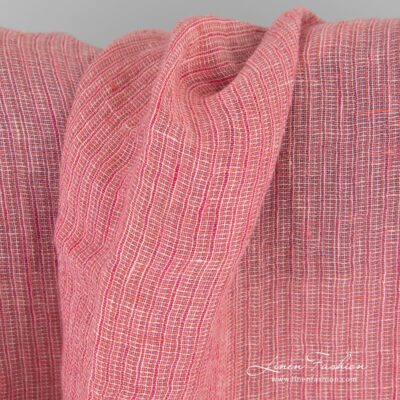 Pink linen fabric in melange washed 8 Pink linen fabric, specially washed to increase softness