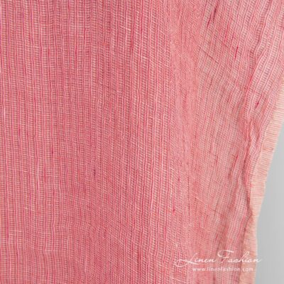 Pink linen fabric in melange washed 7 Transparent linen fabric woven from several shades of pink