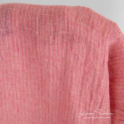 Pink linen fabric in melange washed 6 Pink linen fabric in melange for curtains, scarves, shawls