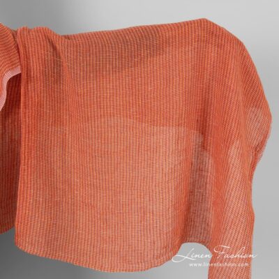 Transparent linen fabric in orange melange washed 5 Transparent linen fabric in orange melange, washed
