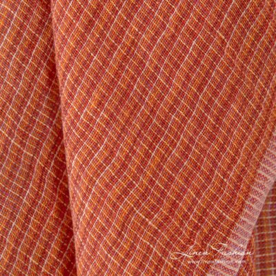 Transparent linen fabric in orange melange washed 8 Transparent linen fabric in orange melange, perfect for curtains, shawls