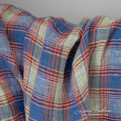 Lightweight washed linen fabric multicolour checks 8 Lightweight washed linen fabric multicolour checks gauze