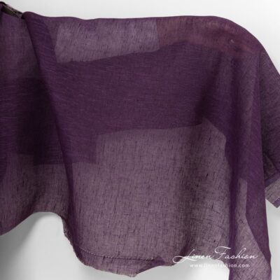 Transparent linen fabric in eggplant colour 4 Transparent linen fabric in eggplant colour.