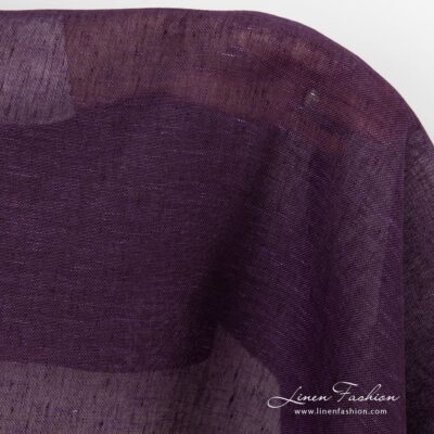 Transparent linen fabric in eggplant colour 5 Eggplant coloured linen fabric.