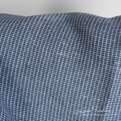 Blue linen fabric in transparent checks 8 Blue linen fabric checked