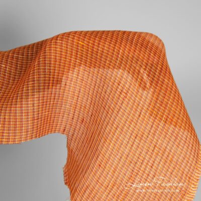 Orange linen fabric in transparent checks 4 Orange linen fabric