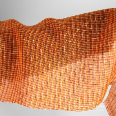 Orange linen fabric in transparent checks 5 Orange linen fabric in gauze pattern