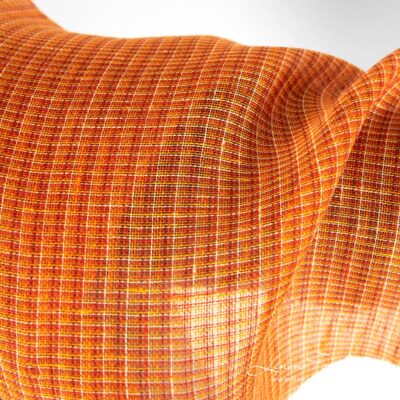 Orange linen fabric in transparent checks 6 Orange linen fabric in checks