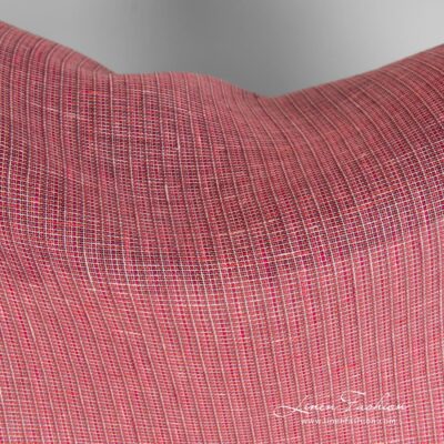 Rose linen fabric in transparent checks 6 Rose linen gauze fabric