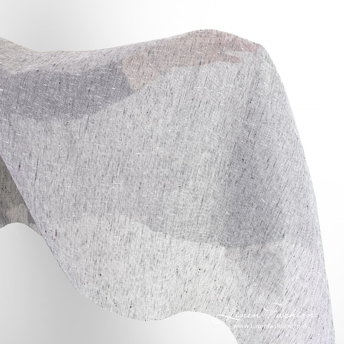 Transparent linen fabric in black and white melange