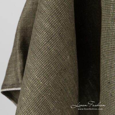 Greyish linen fabric.