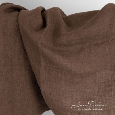 Linen fabric in brown green and violet melange washed 6 Linen fabric in green and violet melange