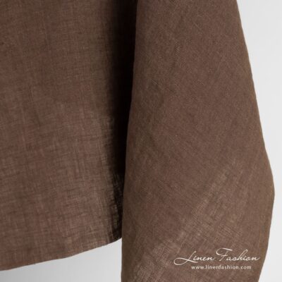 Linen fabric in brown green and violet melange washed 8 Linen fabric in green and violet melange, washed