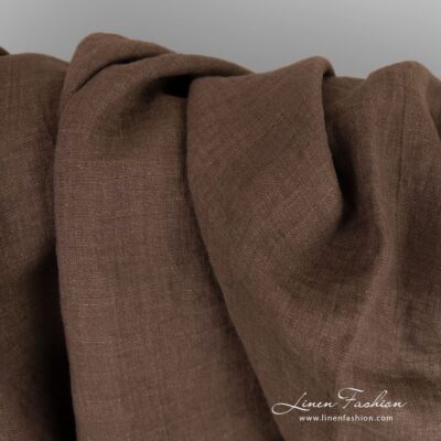 Linen fabric in brown green and violet melange washed 7 Linen fabric in green and violet melange, plain weave pattern