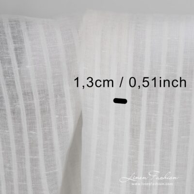 Off white 100% linen fabric with stripes.