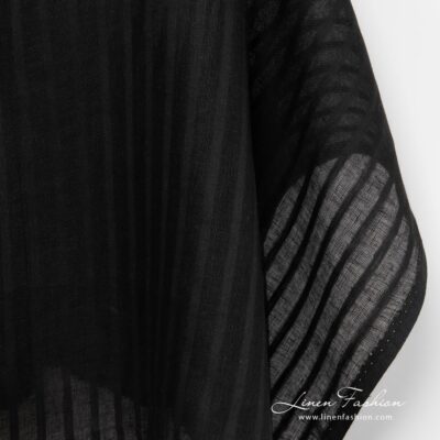Black linen fabric with stripes.