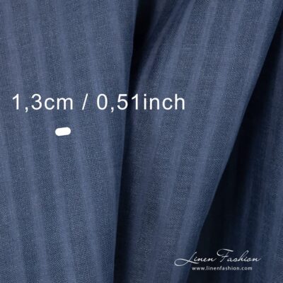 Striped 100% linen fabric in blue.