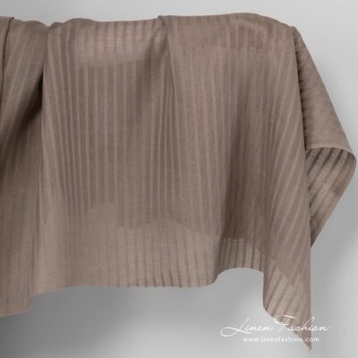 Grey linen fabric in vertical stripes.
